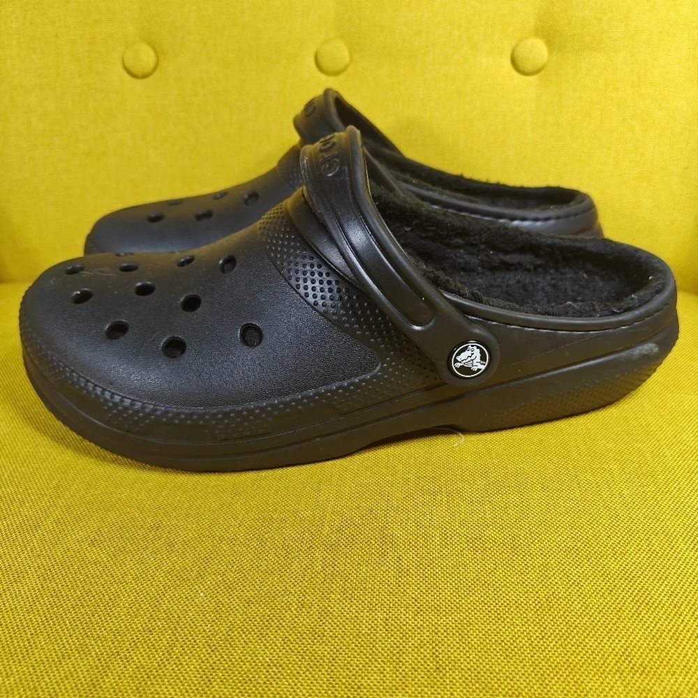Crocs Classic Lined Clog Slip-On Black Shoes Size Men's 9, Women's 11